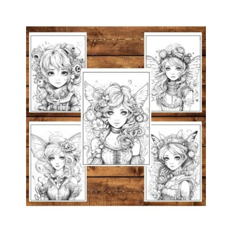 Carti si Birotica - Carti - Carti pentru copii - Carti de colorat - Carte de colorat, 50 de ilustratii, Zane Steampunk, 106 pagini, A5 - Infinity.ro