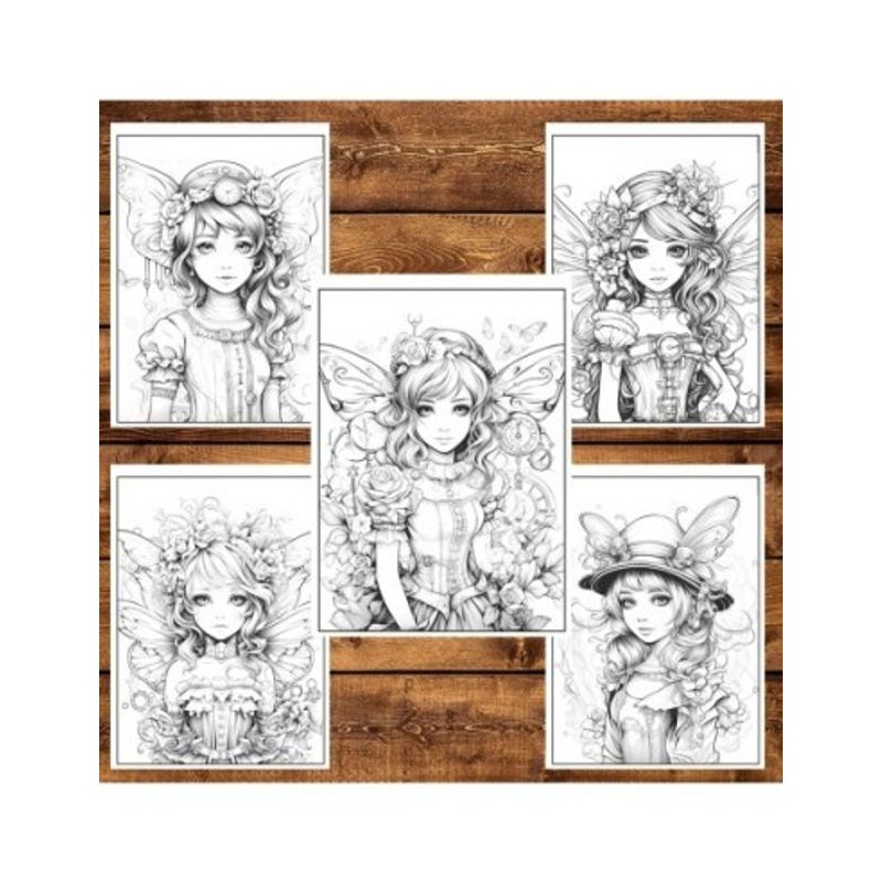 Carti si Birotica - Carti - Carti pentru copii - Carti de colorat - Carte de colorat, 50 de ilustratii, Zane Steampunk, 106 pagini, A5 - Infinity.ro
