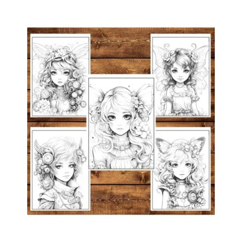 Carti si Birotica - Carti - Carti pentru copii - Carti de colorat - Carte de colorat, 50 de ilustratii, Zane Steampunk, 106 pagini, A5 - Infinity.ro