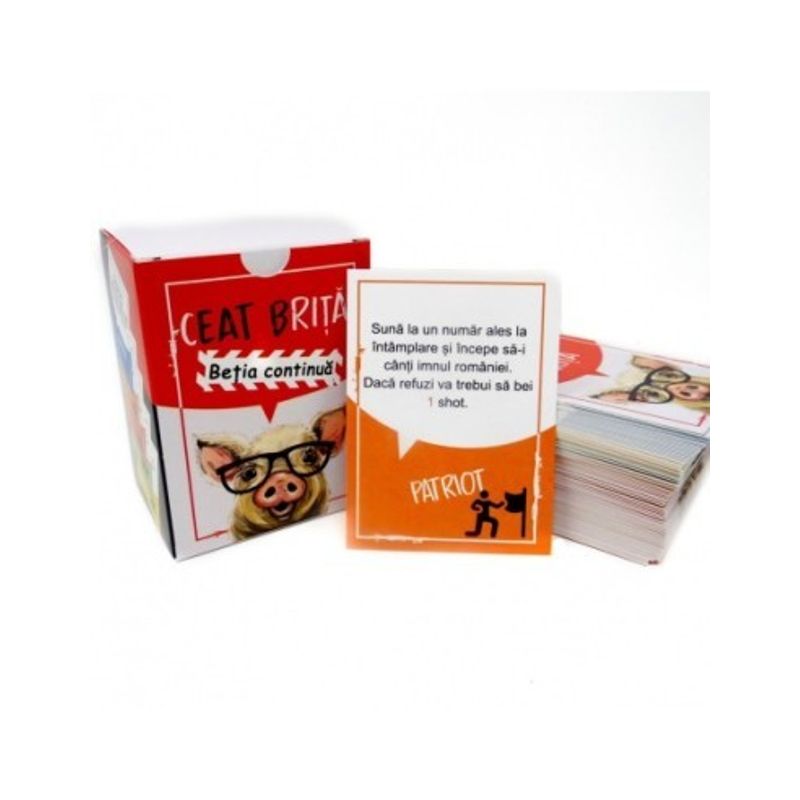 Jucarii, Copii si Bebe - Jucarii si jocuri - Jocuri si puzzle - Jocuri de societate - Ceat Brita - Betia continua, joc de carti pentru petreceri. Limba romana - 125 de carti de joc cu provocari haioase - Infinity.ro