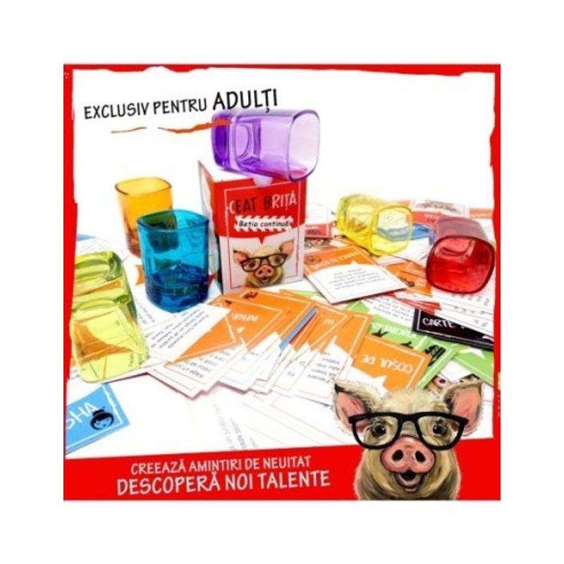 Jucarii, Copii si Bebe - Jucarii si jocuri - Jocuri si puzzle - Jocuri de societate - Ceat Brita - Betia continua, joc de carti pentru petreceri. Limba romana - 125 de carti de joc cu provocari haioase - Infinity.ro