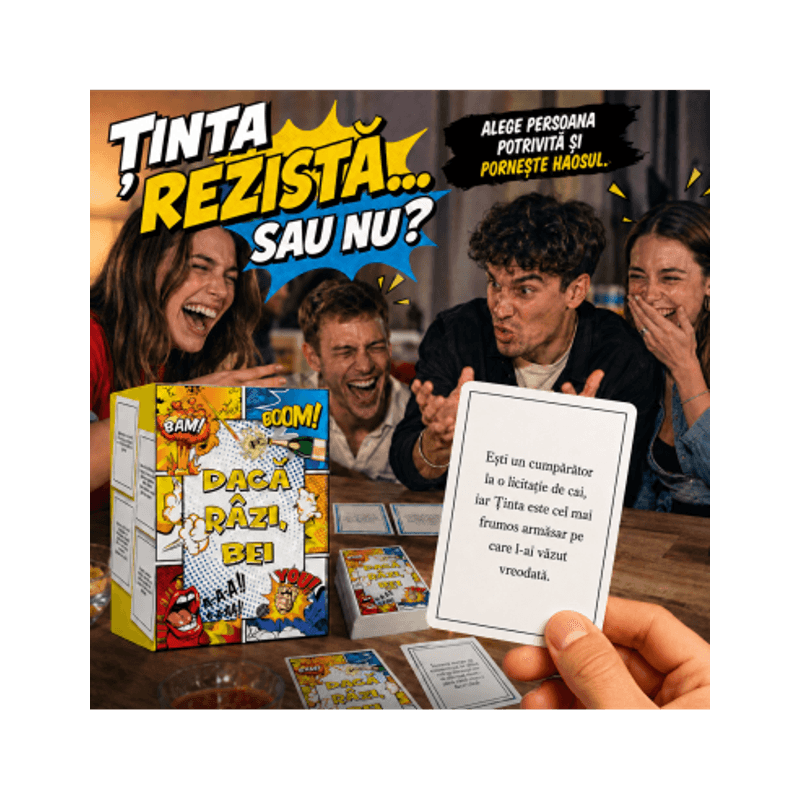 Jucarii, Copii si Bebe - Jucarii si jocuri - Jocuri si puzzle - Jocuri de societate - Daca razi, bei - joc de petreceri pentru adulti, 150 carti - Infinity.ro