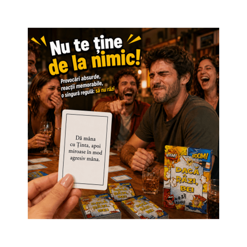 Jucarii, Copii si Bebe - Jucarii si jocuri - Jocuri si puzzle - Jocuri de societate - Daca razi, bei - joc de petreceri pentru adulti, 150 carti - Infinity.ro