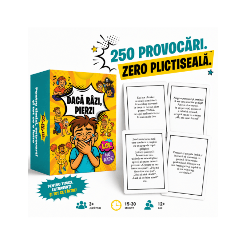 Jucarii, Copii si Bebe - Jucarii si jocuri - Jocuri si puzzle - Jocuri de societate - Daca razi, pierzi! Joc distractiv pentru familie si prieteni - Infinity.ro