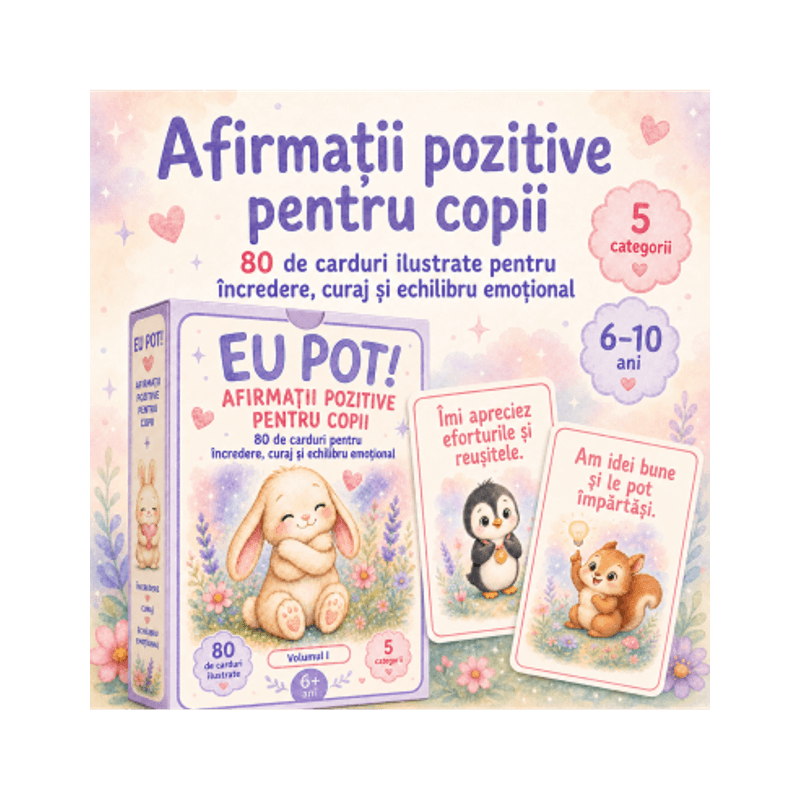 Jucarii, Copii si Bebe - Jucarii si jocuri - Jocuri si puzzle - Jocuri de societate - EU POT! - Carduri cu afirmatii pozitive pentru copii, 80 de cartonase ilustrate, Volumul I, 6-10 ani - Infinity.ro