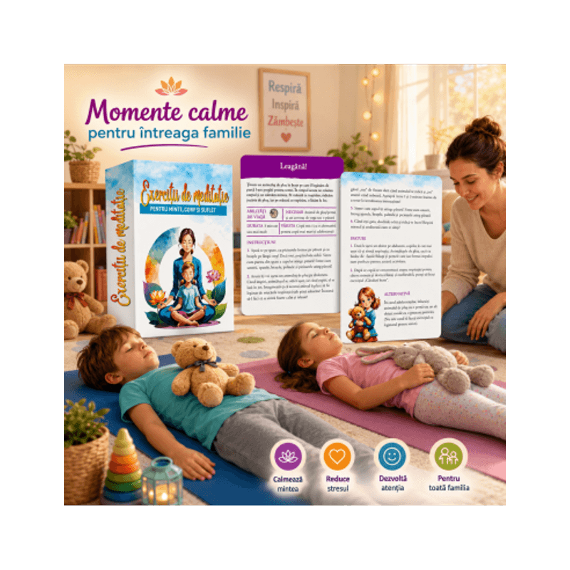 Jucarii, Copii si Bebe - Jucarii si jocuri - Jocuri si puzzle - Jocuri de societate - Exercitii de meditatie pentru copii si adulti, 53 de exercitii cu indicatii detaliate si ilustratii - Infinity.ro