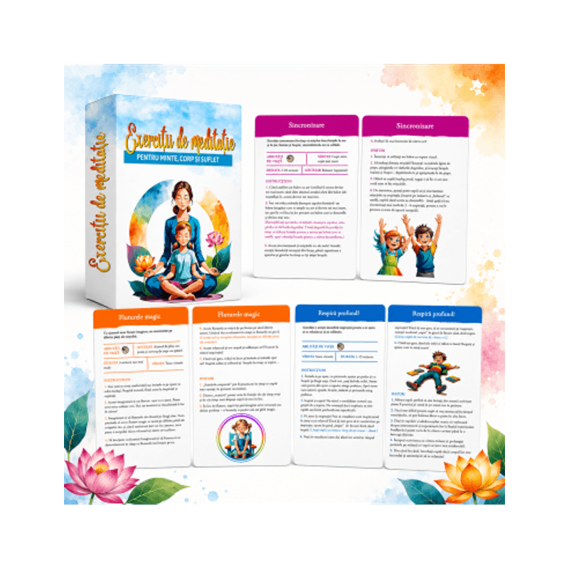 Jucarii, Copii si Bebe - Jucarii si jocuri - Jocuri si puzzle - Jocuri de societate - Exercitii de meditatie pentru copii si adulti, 53 de exercitii cu indicatii detaliate si ilustratii - Infinity.ro
