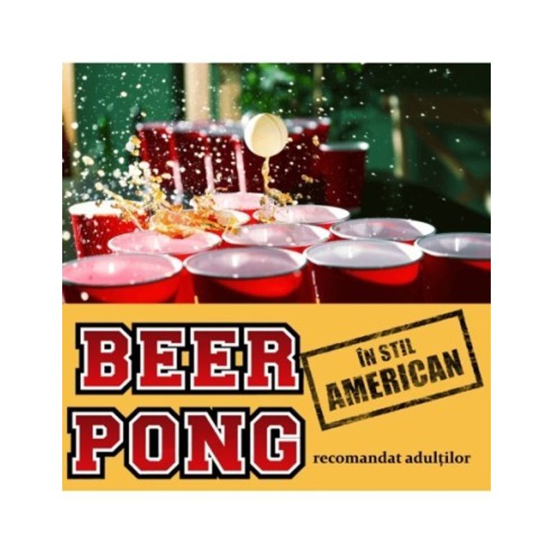 Jucarii, Copii si Bebe - Jucarii si jocuri - Jocuri si puzzle - Jocuri de societate - Joc de baut Beer Pong in stil American, pentru petreceri, 12 pahare cu 2 mingi si regulament - Infinity.ro