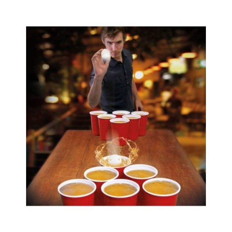 Jucarii, Copii si Bebe - Jucarii si jocuri - Jocuri si puzzle - Jocuri de societate - Joc de baut Beer Pong in stil American, pentru petreceri, 12 pahare cu 2 mingi si regulament - Infinity.ro