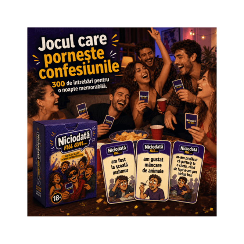 Jucarii, Copii si Bebe - Jucarii si jocuri - Jocuri si puzzle - Jocuri de societate - Joc de carti pentru petreceri - Niciodata nu am..., 300 intrebari, limba romana - Infinity.ro