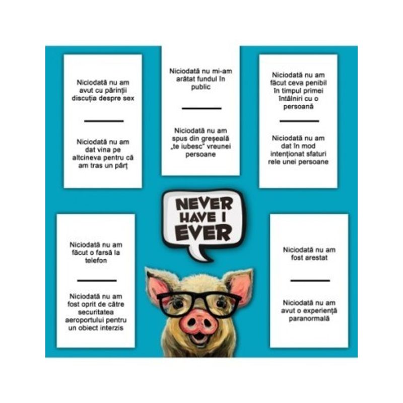 Jucarii, Copii si Bebe - Jucarii si jocuri - Jocuri si puzzle - Jocuri de societate - Joc de carti pentru petreceri - Never Have I Ever, 600 intrebari, limba romana, pentru 2-20 jucatori - Infinity.ro