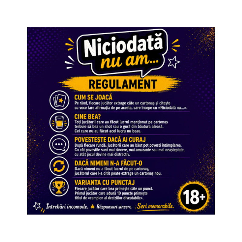 Jucarii, Copii si Bebe - Jucarii si jocuri - Jocuri si puzzle - Jocuri de societate - Joc de carti pentru petreceri - Niciodata nu am..., 300 intrebari, limba romana - Infinity.ro