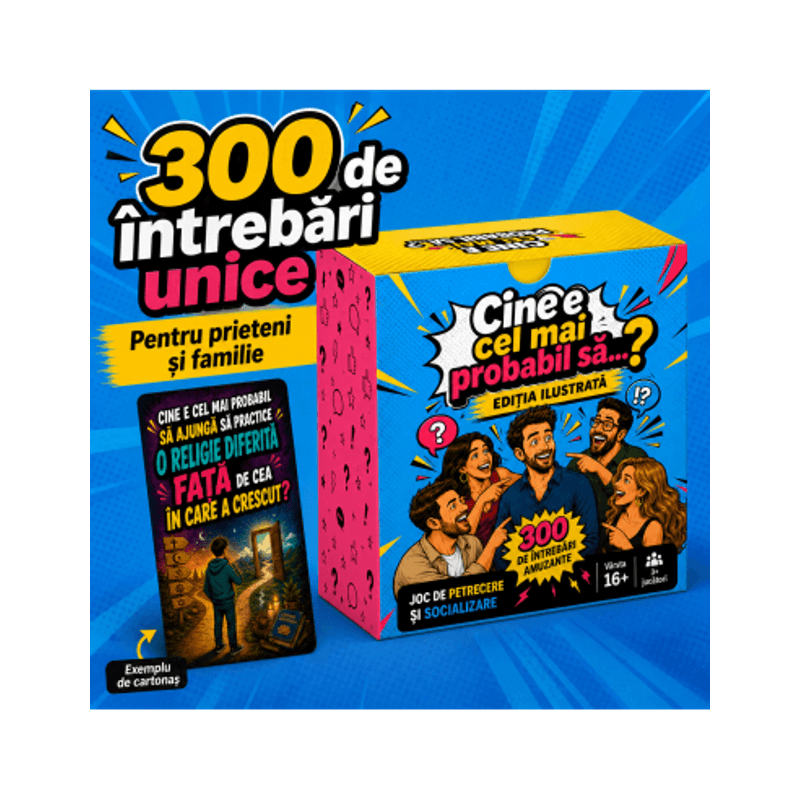 Jucarii, Copii si Bebe - Jucarii si jocuri - Jocuri si puzzle - Jocuri de societate - Joc de carti pentru petreceri - Cine e cel mai probabil sa...? - 300 intrebari - Editia ilustrata - Infinity.ro