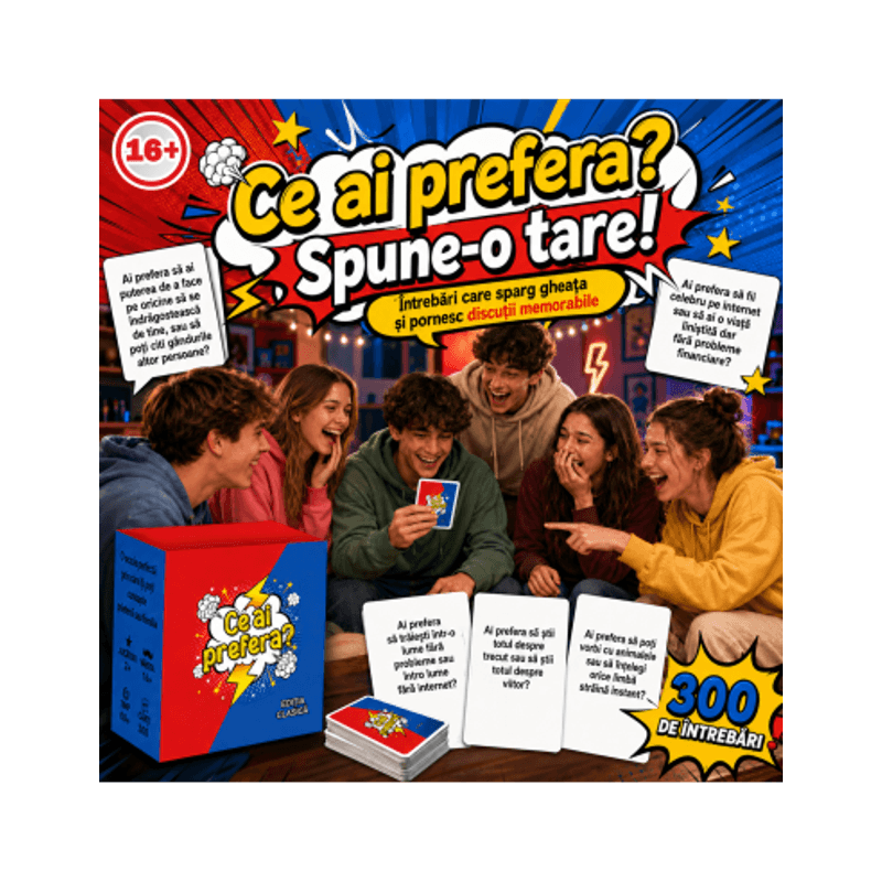 Jucarii, Copii si Bebe - Jucarii si jocuri - Jocuri si puzzle - Jocuri de societate - Joc de carti pentru petreceri - Ce ai prefera? Editia clasica, limba romana, 300 intrebari, pentru 2-20 jucatori - Infinity.ro