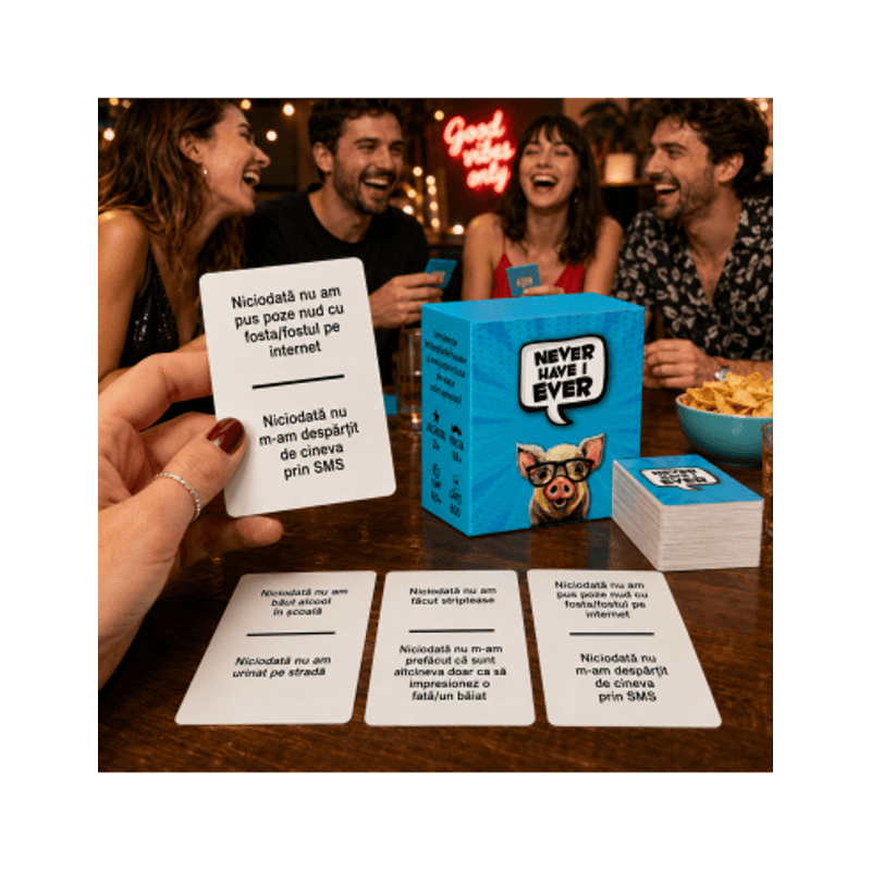 Jucarii, Copii si Bebe - Jucarii si jocuri - Jocuri si puzzle - Jocuri de societate - Joc de carti pentru petreceri - Never Have I Ever, 600 intrebari, limba romana, pentru 2-20 jucatori - Infinity.ro
