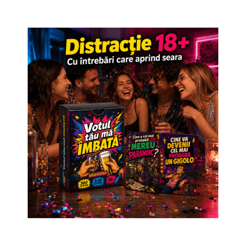 Jucarii, Copii si Bebe - Jucarii si jocuri - Jocuri si puzzle - Jocuri de societate - Joc de carti pentru petreceri - Votul tau ma imbata - Editia ilustrata, limba romana, 300 intrebari, pentru 3-20 juca... - Infinity.ro