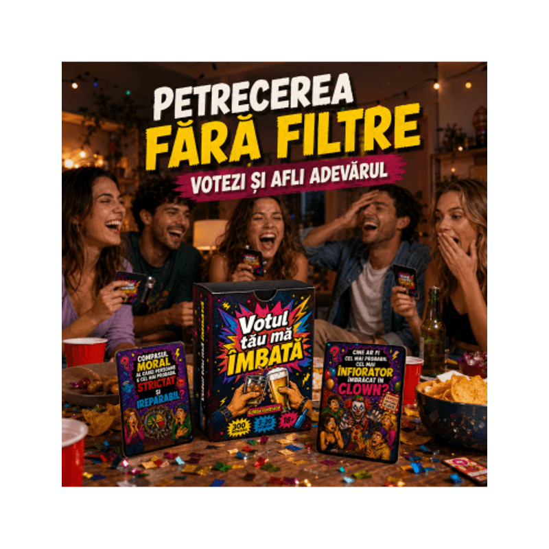 Jucarii, Copii si Bebe - Jucarii si jocuri - Jocuri si puzzle - Jocuri de societate - Joc de carti pentru petreceri - Votul tau ma imbata - Editia ilustrata, limba romana, 300 intrebari, pentru 3-20 juca... - Infinity.ro