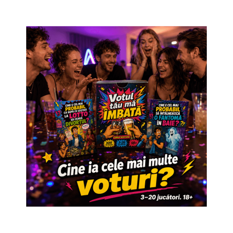 Jucarii, Copii si Bebe - Jucarii si jocuri - Jocuri si puzzle - Jocuri de societate - Joc de carti pentru petreceri - Votul tau ma imbata - Editia ilustrata, limba romana, 300 intrebari, pentru 3-20 juca... - Infinity.ro