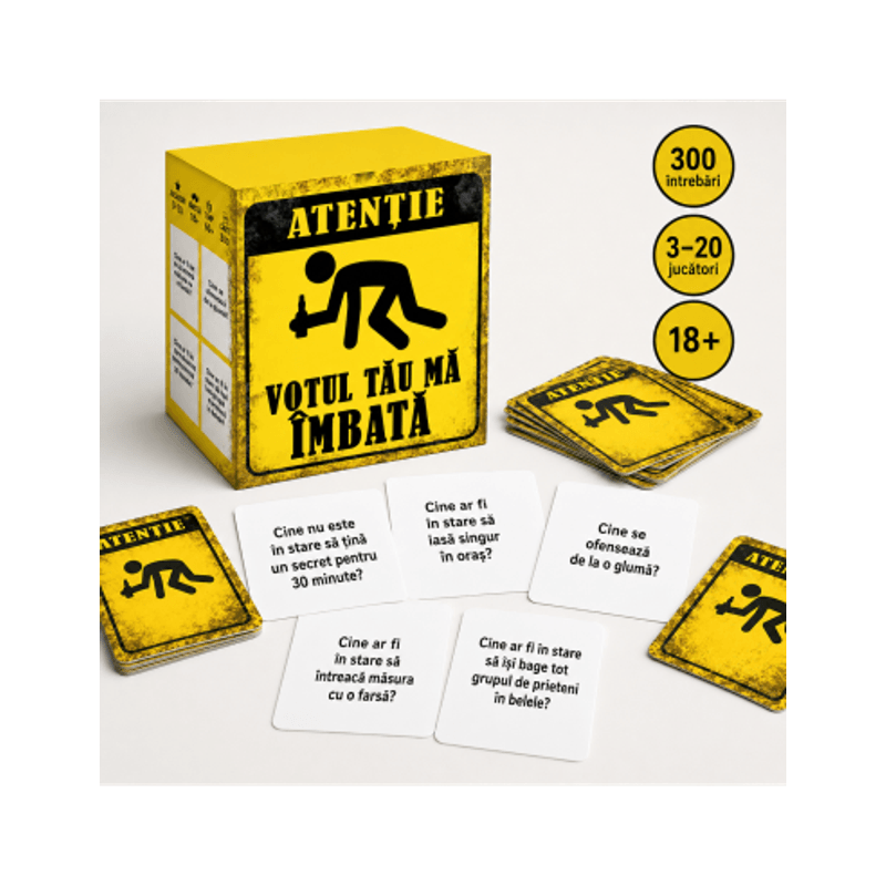 Jucarii, Copii si Bebe - Jucarii si jocuri - Jocuri si puzzle - Jocuri de societate - Joc de carti pentru petreceri - Votul tau ma imbata, limba romana, 300 intrebari, pentru 3-20 jucatori - Infinity.ro