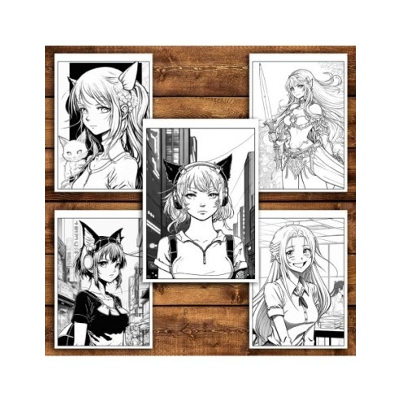 Carti si Birotica - Carti - Carti pentru copii - Carti de colorat - Mega cartea de colorat antistres , 100 de ilustratii Manga, 206 pagini, A5 - Infinity.ro