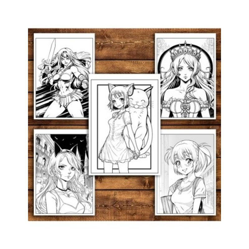 Carti si Birotica - Carti - Carti pentru copii - Carti de colorat - Mega cartea de colorat antistres , 100 de ilustratii Manga, 206 pagini, A5 - Infinity.ro