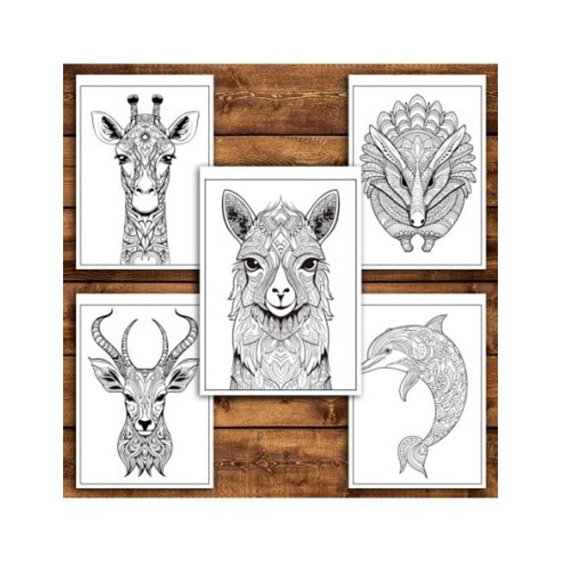 Carti si Birotica - Carti - Carti pentru copii - Carti de colorat - Mega cartea de colorat antistres , 100 de ilustratii cu Animale Mandala, 206 pagini, A5 - Infinity.ro