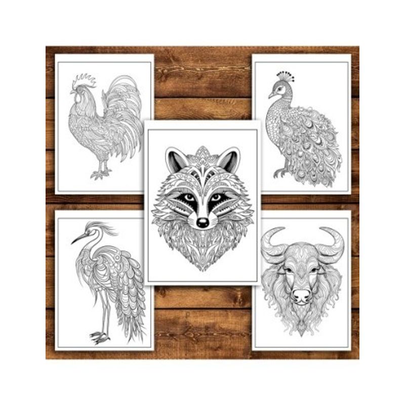 Carti si Birotica - Carti - Carti pentru copii - Carti de colorat - Mega cartea de colorat antistres , 100 de ilustratii cu Animale Mandala, 206 pagini, A5 - Infinity.ro