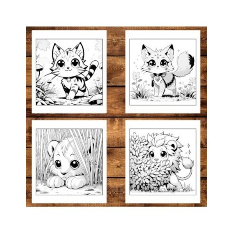 Carti si Birotica - Carti - Carti pentru copii - Carti de colorat - Mega cartea de colorat antistres , 100 de ilustratii Animalute Kawaii, 206 pagini, A5 - Infinity.ro