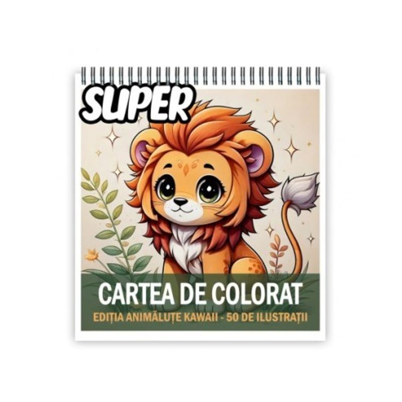 Carti si Birotica - Carti - Carti pentru copii - Carti de colorat - Super cartea de colorat antistres , Mix de 50 de ilustratii cu Animalute Kawaii, 106 pagini, A5 - Infinity.ro