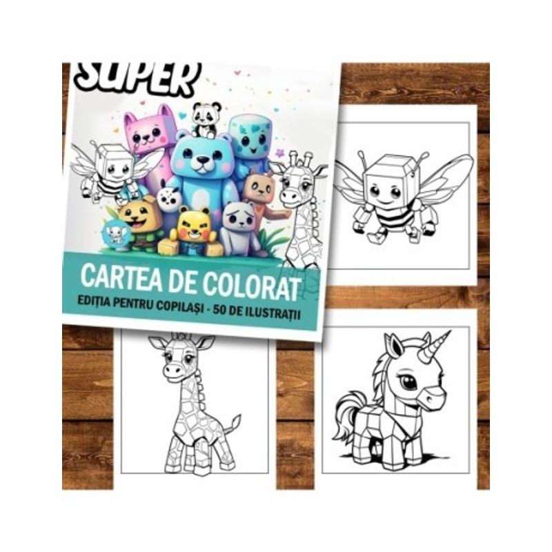 Carti si Birotica - Carti - Carti pentru copii - Carti de colorat - Super cartea de colorat antistres , 50 de ilustratii pentru copilasi, 106 pagini, A5 - Infinity.ro