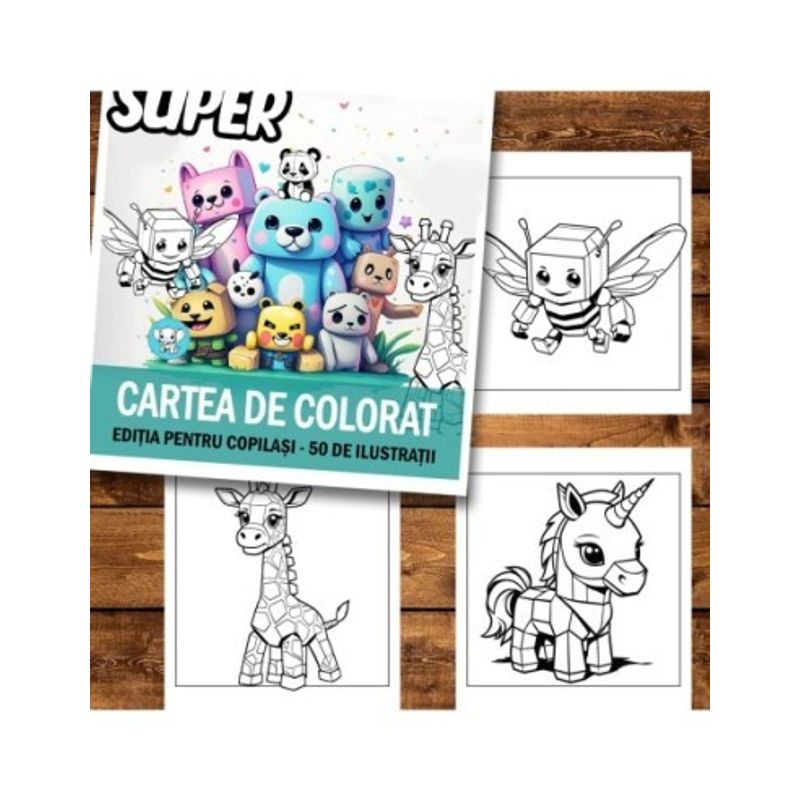 Carti si Birotica - Carti - Carti pentru copii - Carti de colorat - Super cartea de colorat antistres , 50 de ilustratii pentru copilasi, 106 pagini, A5 - Infinity.ro