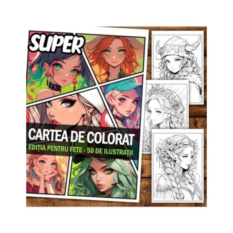 Carti si Birotica - Carti - Carti pentru copii - Carti de colorat - Super cartea de colorat pentru fete, un mix de 50 de ilustratii, 106 pagini, A5 - Infinity.ro