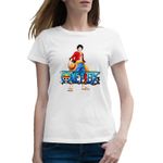 Fashion, accesorii si bijuterii - Femei - Imbracaminte femei - Tricouri si topuri femei - Tricou femei Desene Animate One Piece Monkey Marinarul, alb, marime 2XL - Infinity.ro