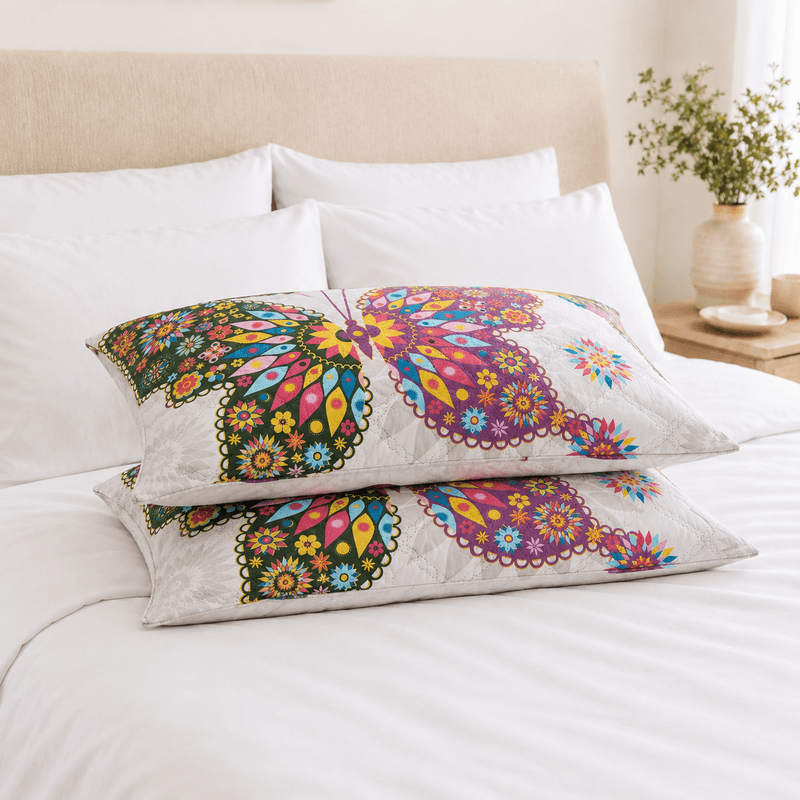 Casa si Gradina - Textile si covoare - Perne si pilote - Perne - Set 2 perne matlasate Kotonia Home - 50x70 cm, 630 gr/buc, decor fluturi 015 - Infinity.ro