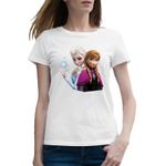Fashion, accesorii si bijuterii - Femei - Imbracaminte femei - Tricouri si topuri femei - Tricou femei Disney Frozen Surori Elsa Ana Printese, alb, marime 2XL - Infinity.ro