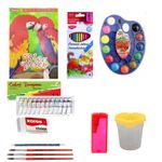 Jucarii, Copii si Bebe - Jucarii si jocuri - Jucarii & jocuri educative - Seturi pictura si desen - Kit pentru Desen-Pictura, 10 Piese, Bloc Desen A4 170g, Tempera, Acuarele, Pensule Pelikan, Accesorii Faber-Castell - Infinity.ro