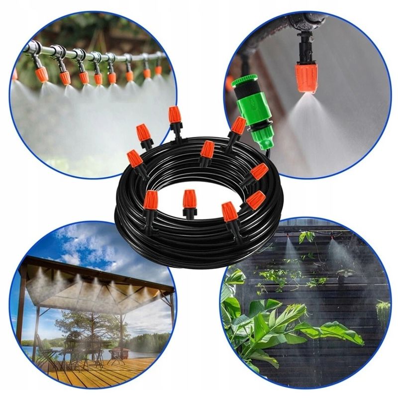 Casa si Gradina - Gradinarit si plante - Instalatii si accesorii pentru irigatii - Accesorii irigare - Sistem Irigare prin Pulverizare, Perdea de Apa pentru Gradina, Gazon sau Terasa, Lungime 20m, cu Duze de Ceata Fina - Infinity.ro