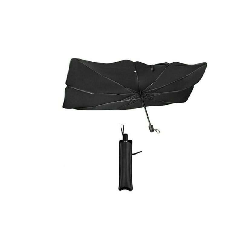 Auto si Moto - Piese auto si accesorii - Interior auto - Accesorii interior - Parasolar Auto Tip Umbrela, Protectie UV si Termica, Pliabil, Dimensiuni 113 x 65 cm, Argintiu/Negru - Infinity.ro