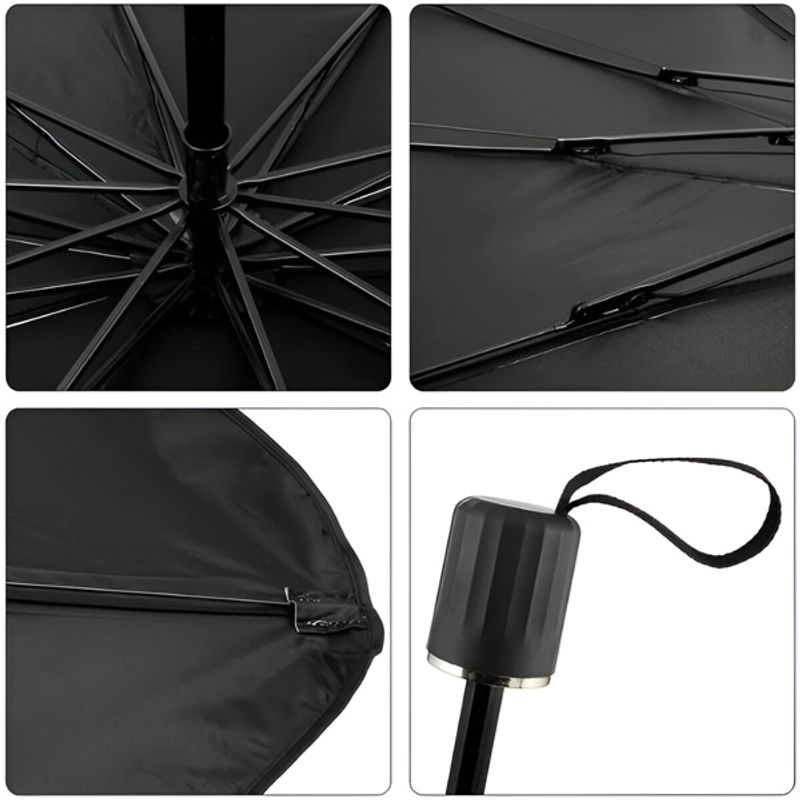 Auto si Moto - Piese auto si accesorii - Interior auto - Accesorii interior - Parasolar Auto Tip Umbrela, Protectie UV si Termica, Pliabil, Dimensiuni 113 x 65 cm, Argintiu/Negru - Infinity.ro