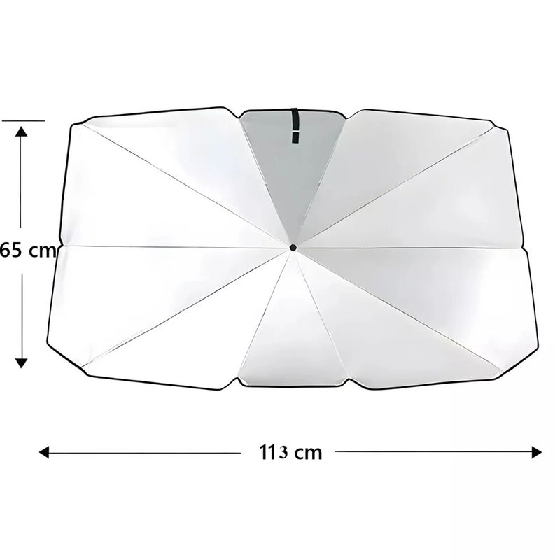 Auto si Moto - Piese auto si accesorii - Interior auto - Accesorii interior - Parasolar Auto Tip Umbrela, Protectie UV si Termica, Pliabil, Dimensiuni 113 x 65 cm, Argintiu/Negru - Infinity.ro