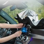 Auto si Moto - Piese auto si accesorii - Interior auto - Accesorii interior - Parasolar Auto Tip Umbrela, Protectie UV si Termica, Pliabil, Dimensiuni 113 x 65 cm, Argintiu/Negru - Infinity.ro