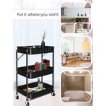 Casa si Gradina - Mobilier - Biblioteci si rafturi - Etajere - Carucior depozitare multifunctional EMC ONSHOP®, Pliabil, cu 3 rafturi si 4 roti cu frana, Inox, 45x23x72 cm, Negru - Infinity.ro