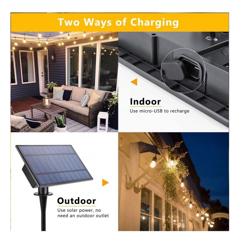 Casa si Gradina - Corpuri si surse de iluminat - Iluminat exterior - Lampi solare - Ghirlanda Luminoasa Solara EMC ONSHOP®, 5m,10BecuriLED, Protectie IP65, Telecomanda, Indicator Digital Procentaj Baterie - Infinity.ro
