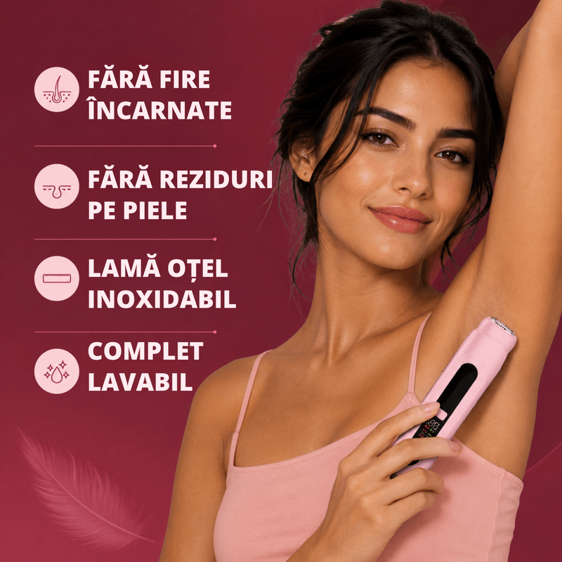 Ingrijire personala si Cosmetice - Aparate & accesorii ingrijire personala - Aparate de ras si tuns - Aparate de ras electrice - Aparat de ras si tuns 2 in 1 pentru femei ATAB, IPX7, cap de ras, trimmer, USB Type-C, lame otel inoxidabil, Roz - Infinity.ro