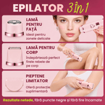 Ingrijire personala si Cosmetice - Aparate & accesorii ingrijire personala - Aparate de ras si tuns - Aparate de ras electrice - Aparat de ras si tuns 3 in 1 pentru femei ATAB, IPX7, cap-fata, trimmer corp, pieptene limitator, USB Type-C, Roz - Infinity.ro
