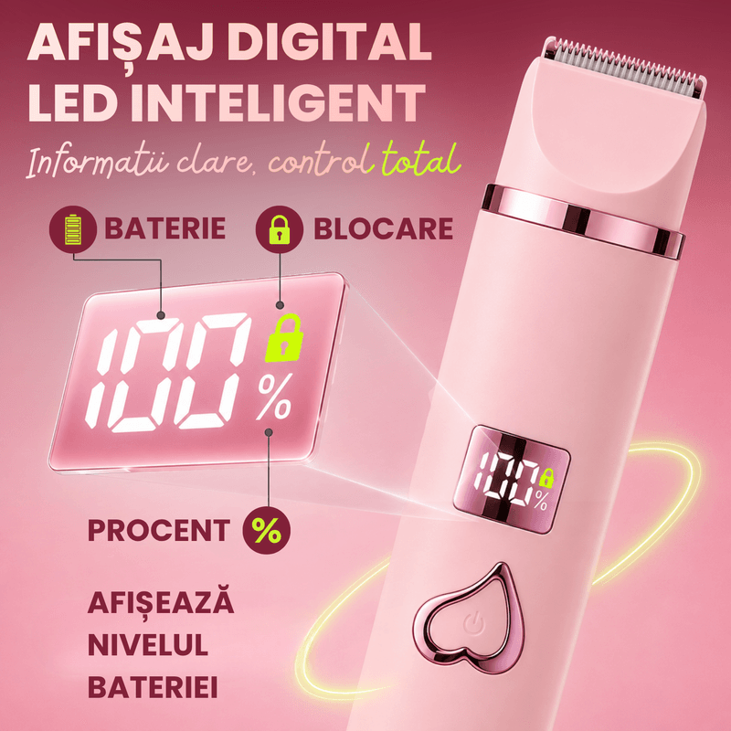 Ingrijire personala si Cosmetice - Aparate & accesorii ingrijire personala - Aparate de ras si tuns - Aparate de ras electrice - Aparat de ras si tuns 3 in 1 pentru femei ATAB, IPX7, cap-fata, trimmer corp, pieptene limitator, USB Type-C, Roz - Infinity.ro