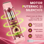 Ingrijire personala si Cosmetice - Aparate & accesorii ingrijire personala - Aparate de ras si tuns - Aparate de ras electrice - Aparat de ras si tuns 3 in 1 pentru femei ATAB, IPX7, cap-fata, trimmer corp, pieptene limitator, USB Type-C, Roz - Infinity.ro