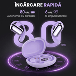 TV, Audio-Video si Foto - Portabile audio - Casti audio - Casti Wireless Open-Ear A ATAB cu Traducere AI in 144 Limbi, Bluetooth 5.3, IPX5, Control Tactil, USB-C, Purple(Mov) - Infinity.ro