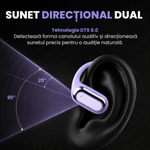 TV, Audio-Video si Foto - Portabile audio - Casti audio - Casti Wireless Open-Ear A ATAB cu Traducere AI in 144 Limbi, Bluetooth 5.3, IPX5, Control Tactil, USB-C, Purple(Mov) - Infinity.ro