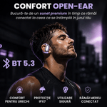 TV, Audio-Video si Foto - Portabile audio - Casti audio - Casti Wireless Open-Ear A ATAB cu Traducere AI in 144 Limbi, Bluetooth 5.3, IPX5, Control Tactil, USB-C, Purple(Mov) - Infinity.ro